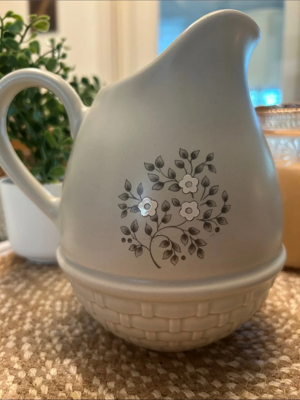 Pfaltzgraff Heirloom Pattern Cream Floral Ceramic Pitcher and Bowl Set